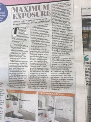 Sunday Times Home &#039;Maximum Exposure&#039; article on importance of professional photography in this market